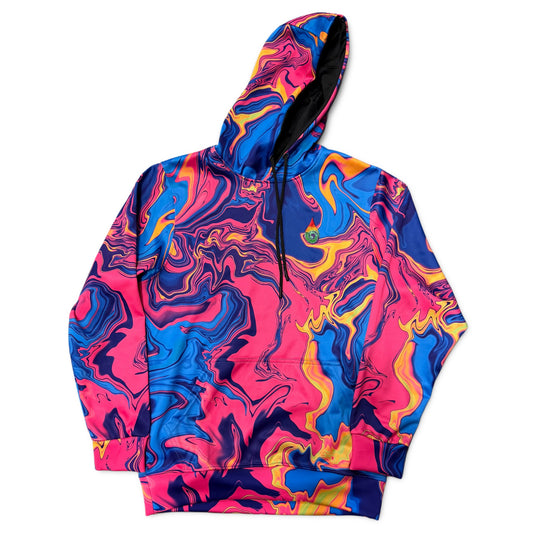 Drip Drop Labs Sunset athletic hoodie featuring a vibrant sunset print, comfortable fit, and casual style.