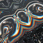 Drip Drop Labs Super Future Galactic Pashmina scarf with cosmic galaxy print, soft and luxurious fabric for stylish wear.
