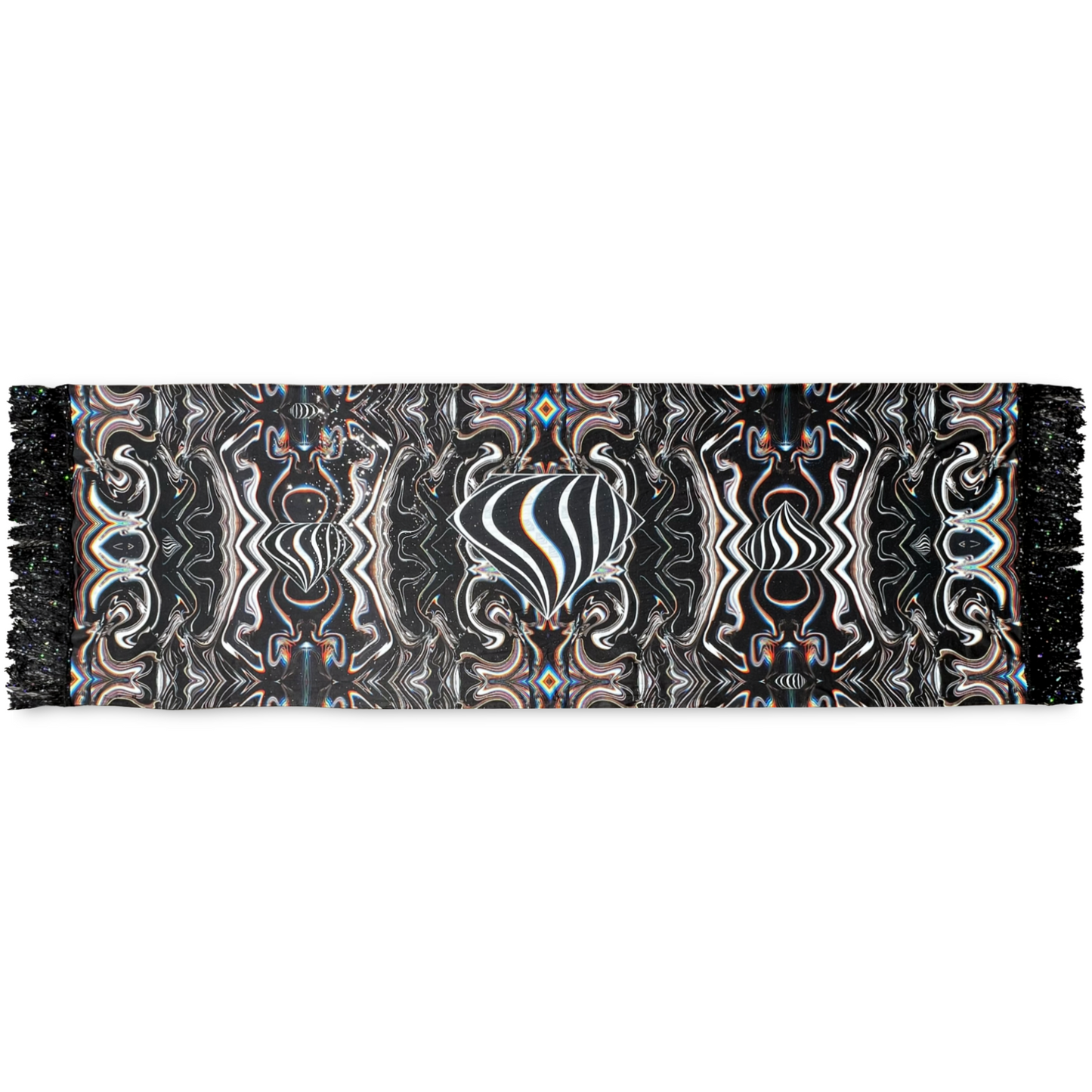 Drip Drop Labs Super Future Galactic Pashmina scarf featuring cosmic patterns and vibrant colors on soft fabric.