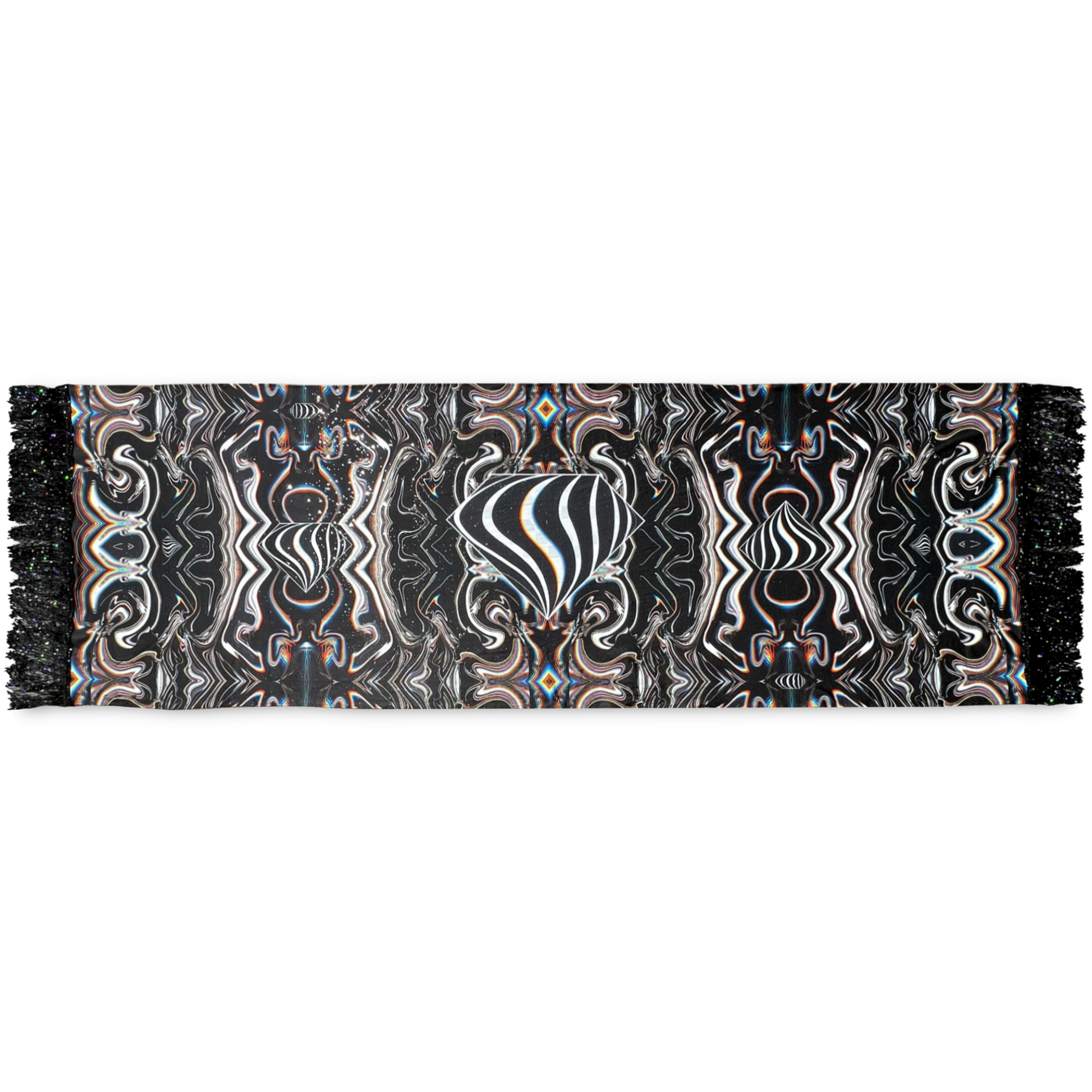 Drip Drop Labs Super Future Galactic Pashmina scarf featuring cosmic patterns and vibrant colors on soft fabric.