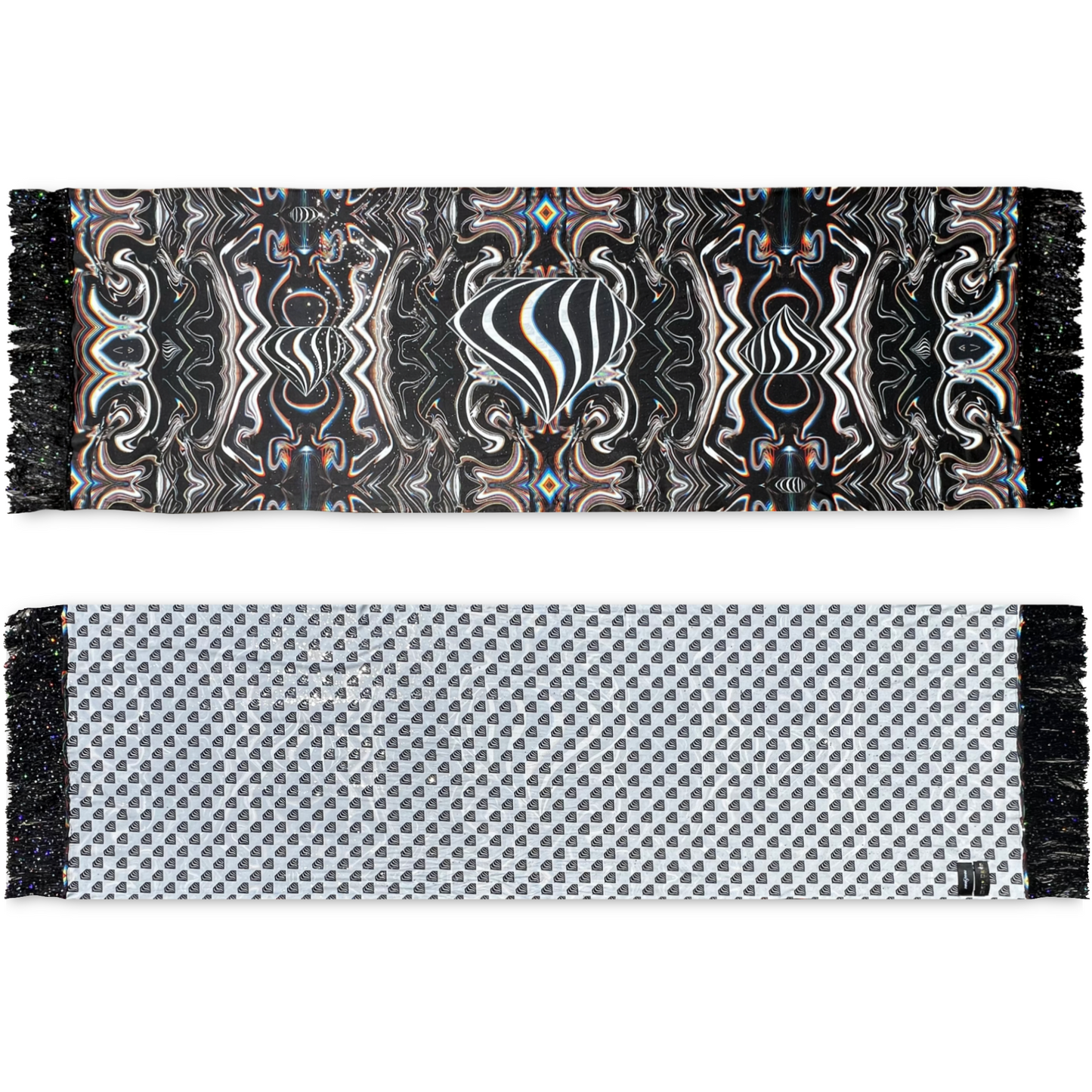 Drip Drop Labs Super Future Galactic Pashmina scarf featuring a vibrant cosmic pattern and soft, luxurious fabric.
