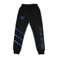 Drip Drop Labs Super Future Holo Joggers, athletic joggers with holographic design, black color, and tapered fit.