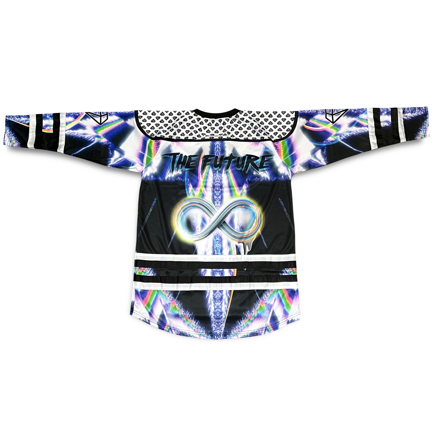 Super Future Infinite Drip Hockey Jersey by Drip Drop Labs, featuring a vibrant, stylish design with bold graphics and team-inspired details.