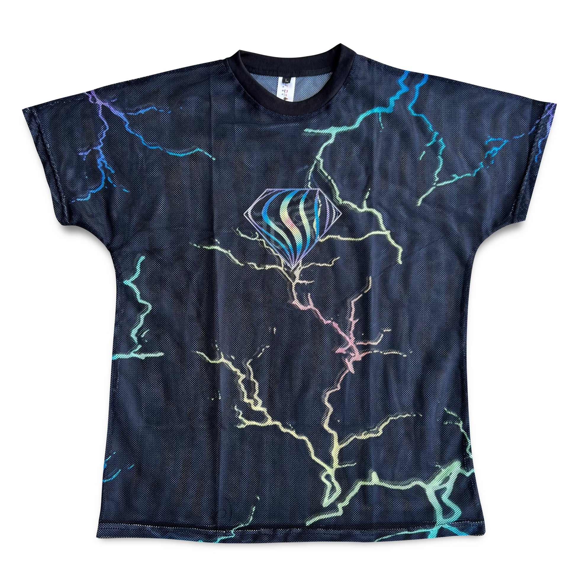 Drip Drop Labs Super Future mesh T-shirt in black, featuring lightweight, breathable fabric with a modern, fitted design.