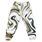 White parachute pants by Drip Drop Labs, Super Future style, featuring a loose fit and adjustable waistband.