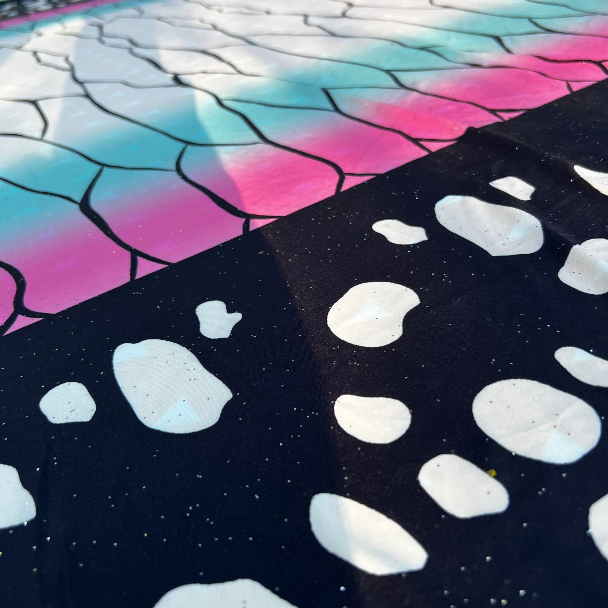 Drip Drop Labs Thunderfly Galactic Pashmina scarf with cosmic pattern, soft fabric, vibrant galaxy-inspired colors.