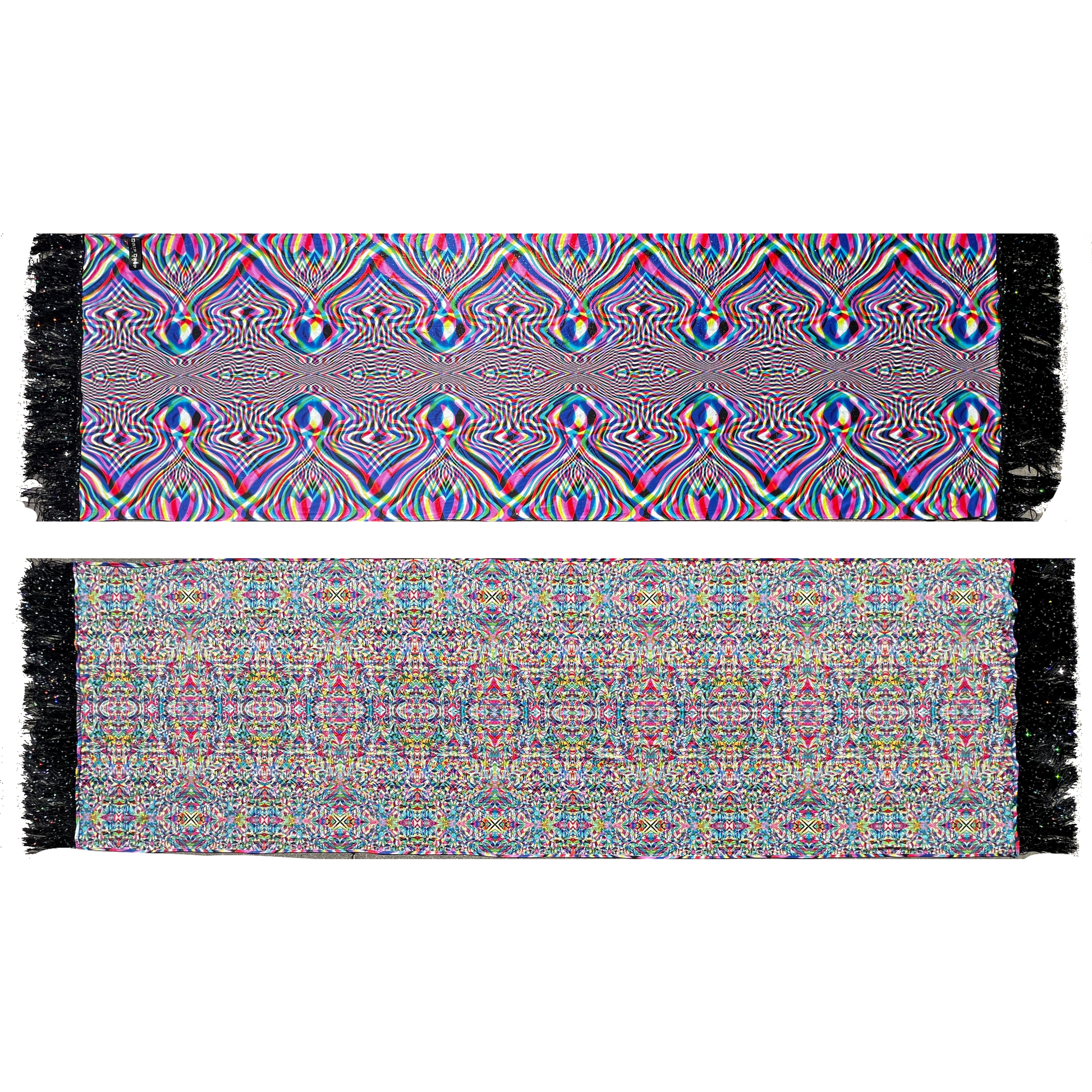 Drip Drop Labs Vibrationz Galactic Pashmina scarf with vibrant, cosmic-inspired patterns and soft, luxurious fabric.