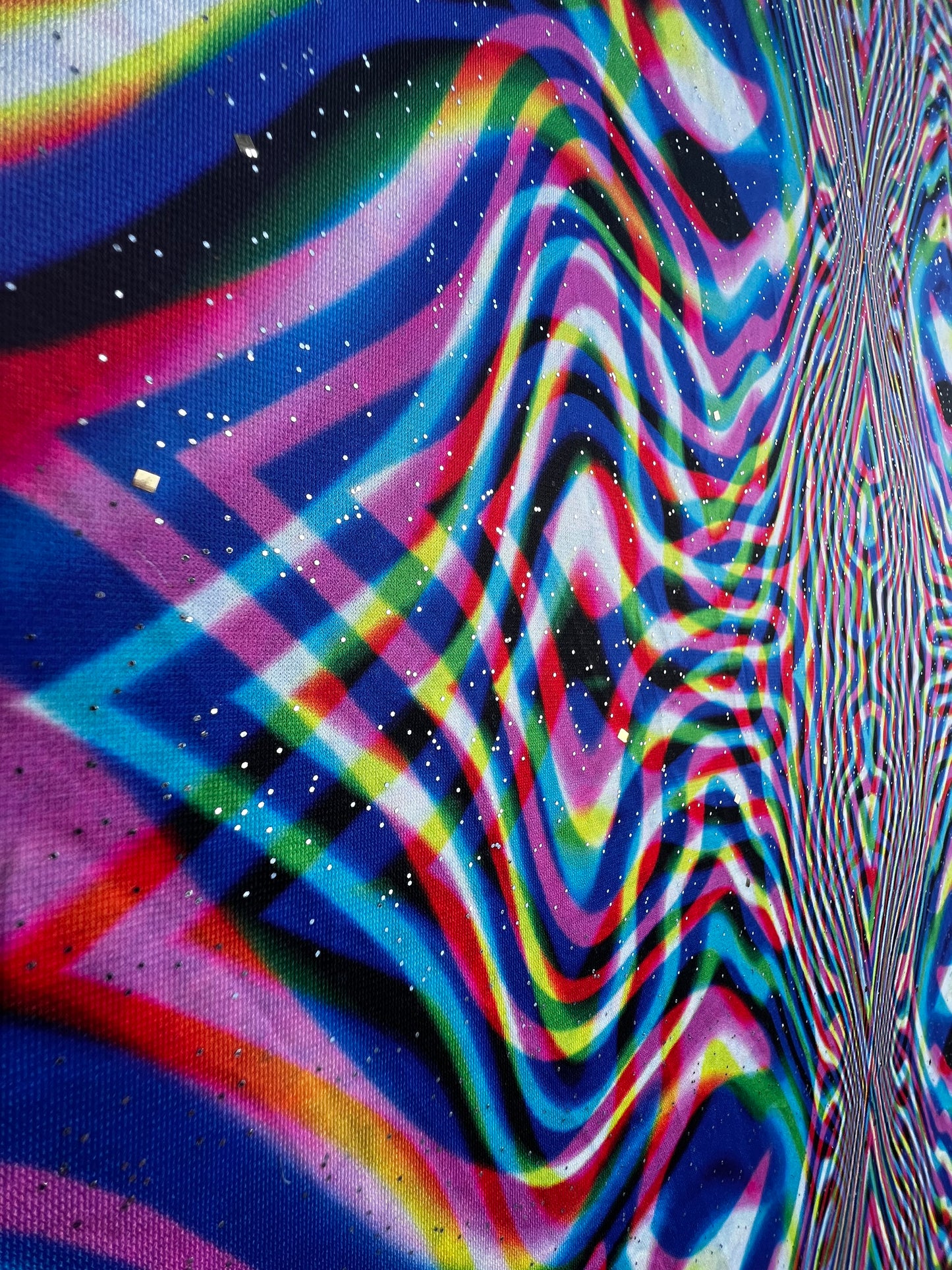 Vibrationz Galactic Pashmina scarf by Drip Drop Labs featuring vibrant, space-inspired design and soft, luxurious fabric.