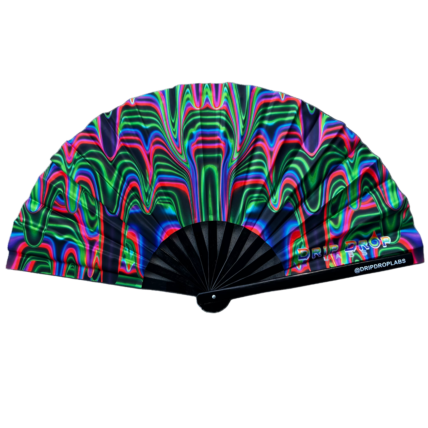 Watermelon Drip Glow Fan by Drip Drop Labs, colorful handheld fan with watermelon design and glow-in-the-dark features.