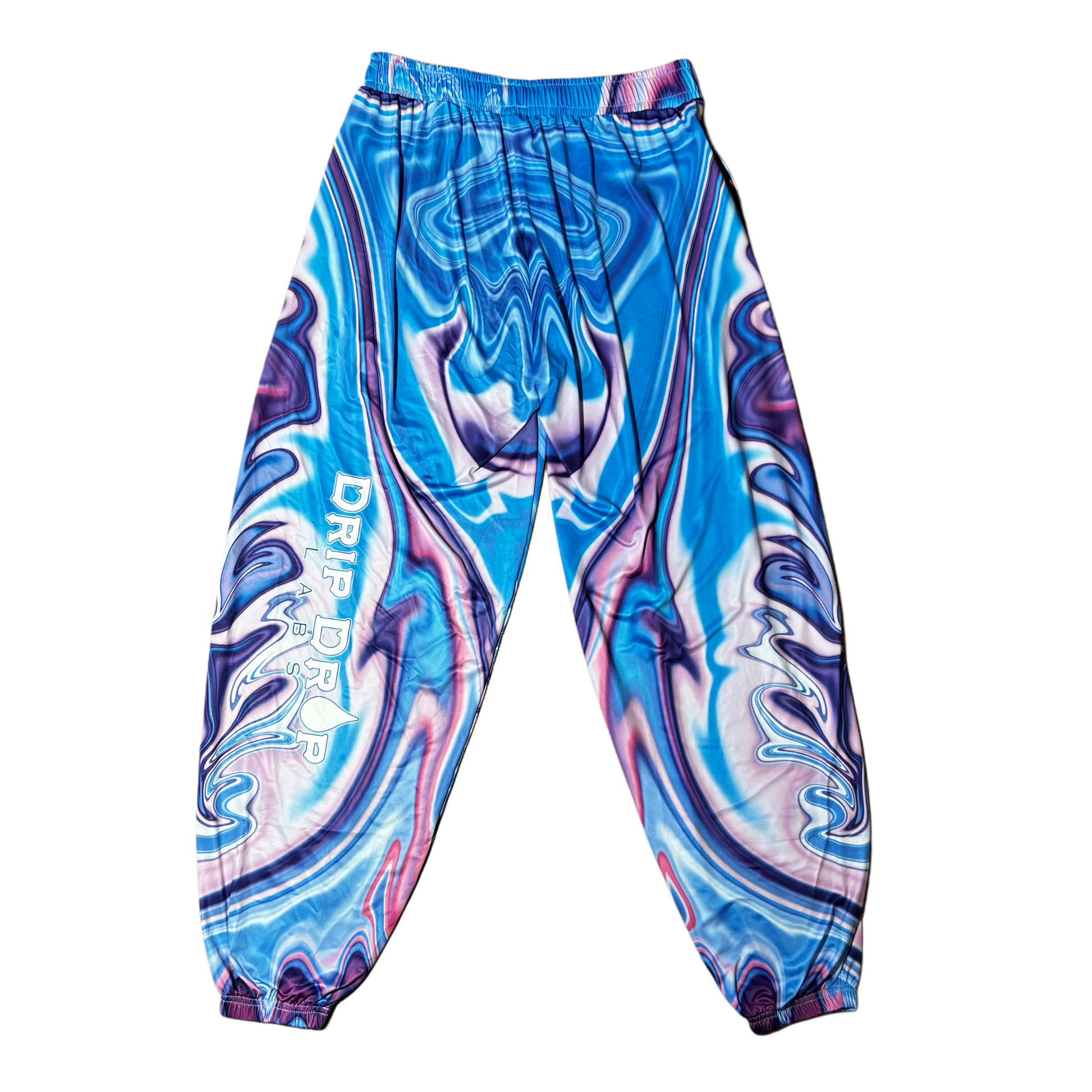 Drip Drop Labs Waves parachute pants with relaxed fit, featuring lightweight fabric and stylish design for casual wear.