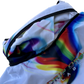 White chromatic drip zip-up hood windbreaker by Drip Drop Labs, featuring a sleek design and adjustable hood.