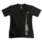 Women’s V neck shirt by Drip Drop Labs with rainbow compound design, casual fit, and soft fabric.