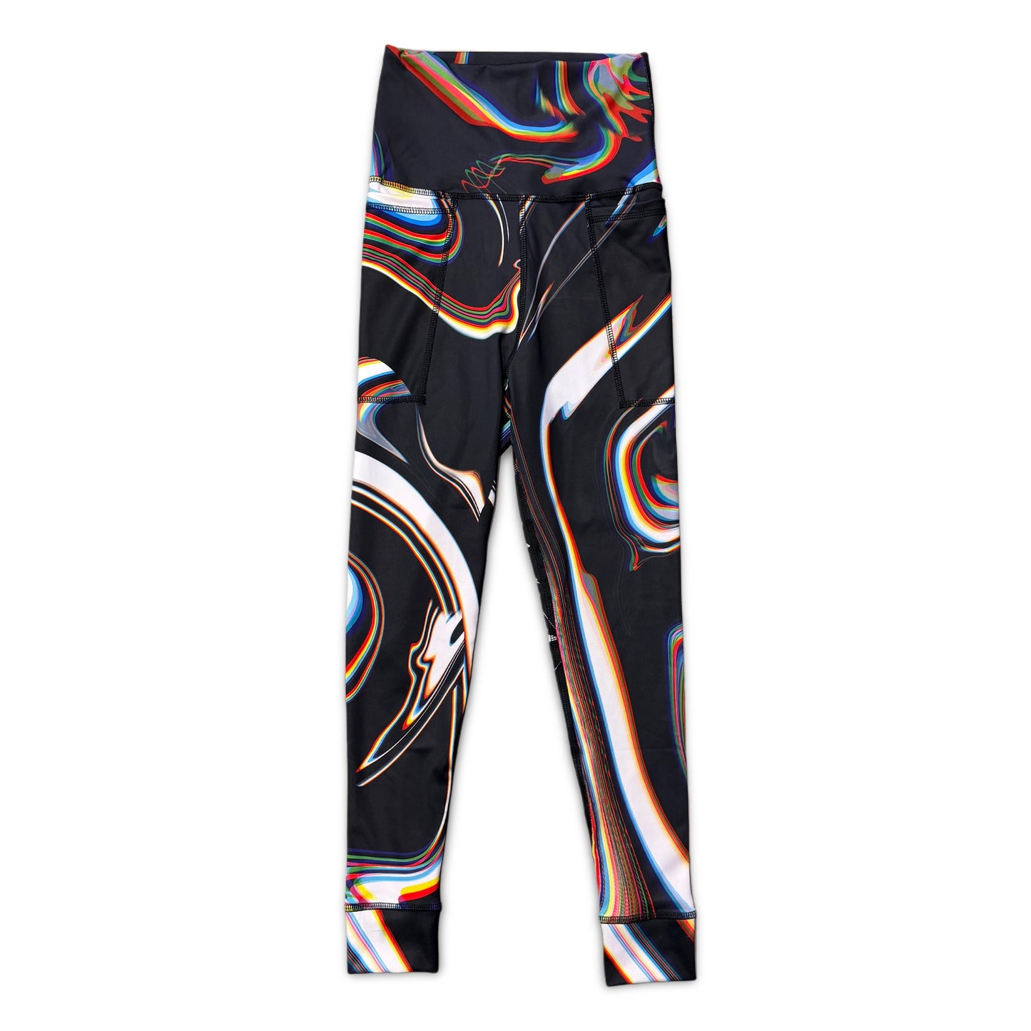 High-waisted Super Future leggings by Drip Drop Labs in black, featuring a sleek fit and minimal design.