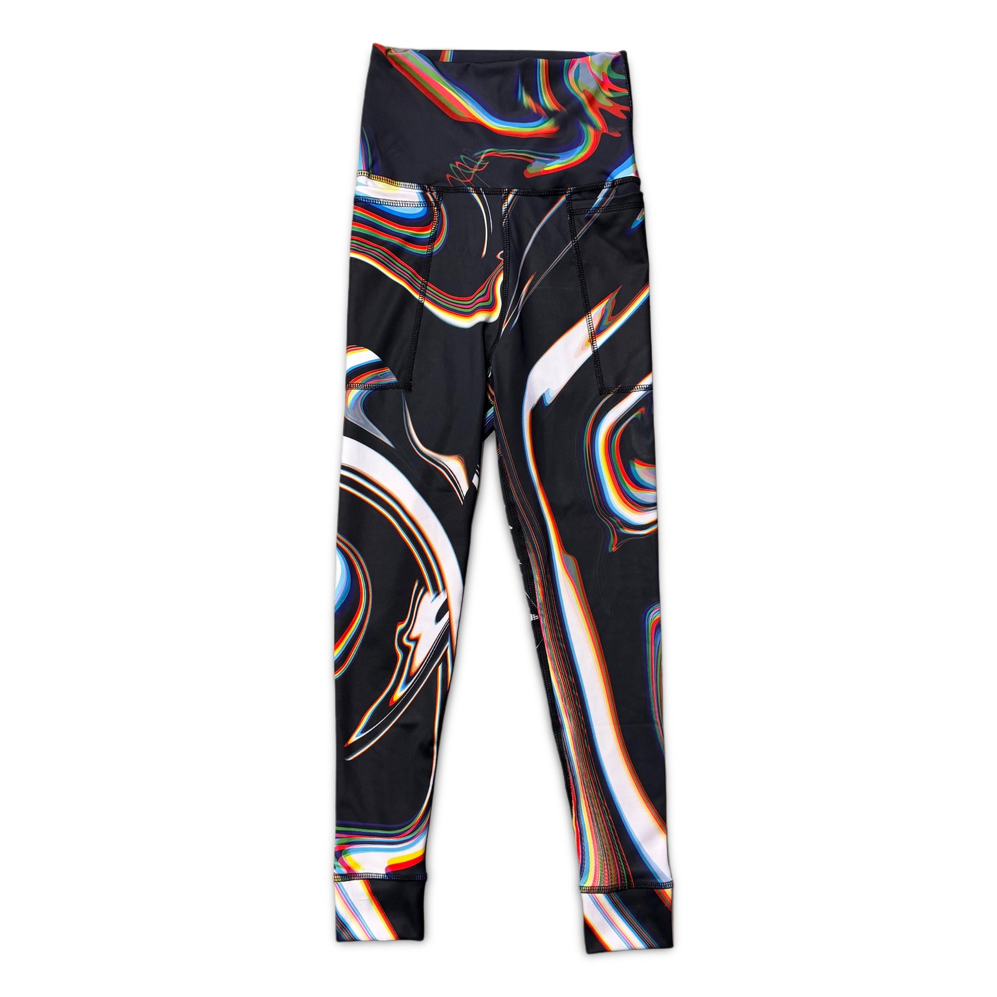 High-waisted Super Future leggings by Drip Drop Labs in black, featuring a sleek fit and minimal design.