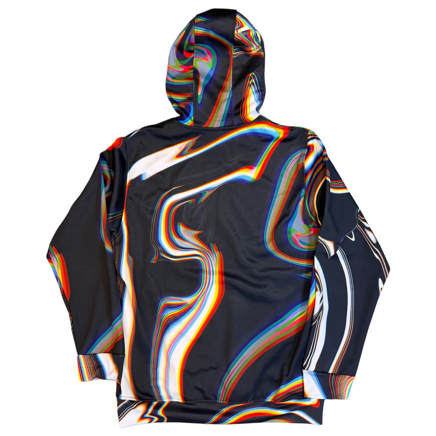 Black athletic hoodie by Drip Drop Labs from the Super Future collection, featuring a comfortable and stylish fit.