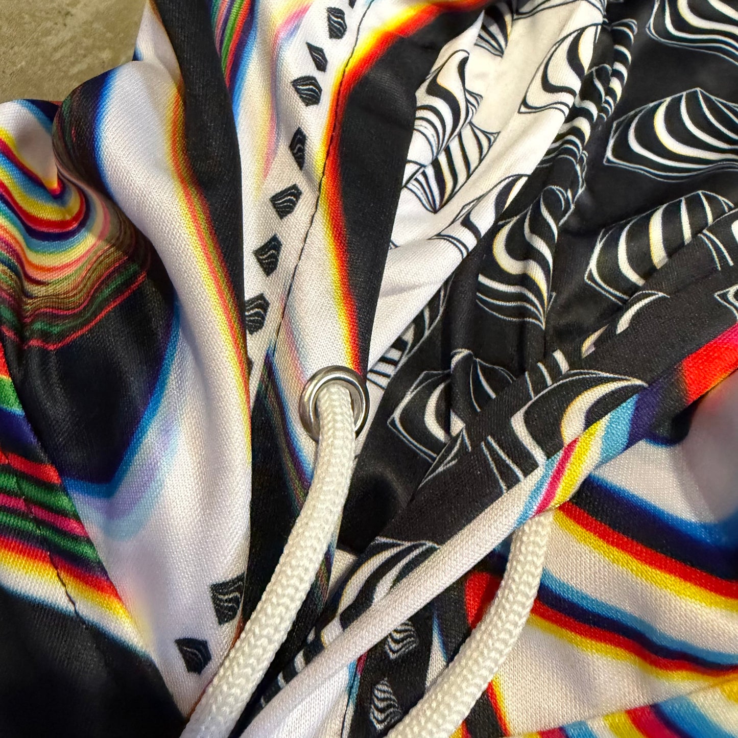 Drip Drop Labs Super Future Split hooded baseball jersey with contrasting sleeves and bold design, casual sportswear for men.