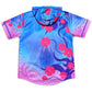 Drip Drop Labs Zodiac Flower hooded baseball jersey featuring floral design on the front and a casual fit.