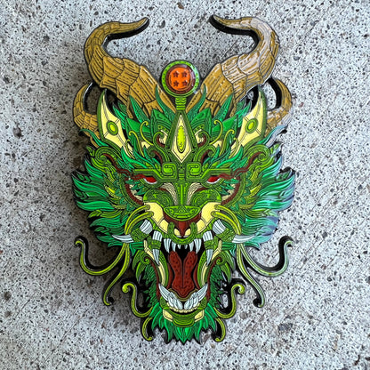 Kingdesigns26 Rock the Dragon pin featuring a detailed dragon design, perfect for fans of anime and collectible pins.