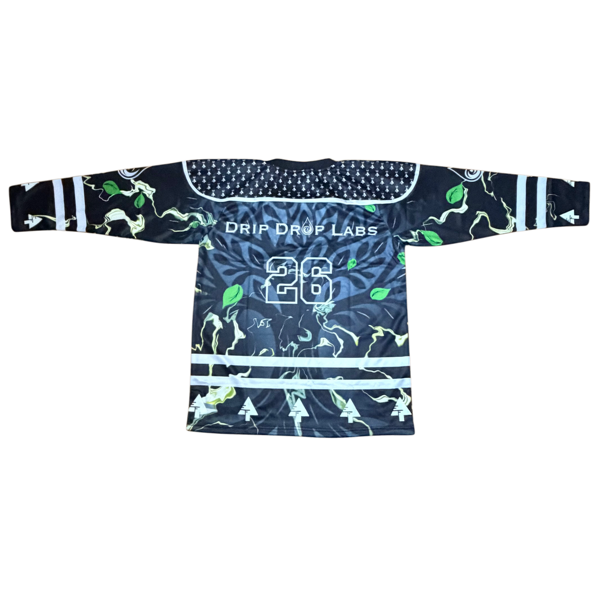 LE Forest 2026 limited edition hockey jersey by Drip Drop Labs featuring vibrant rave-inspired design and detailed branding.
