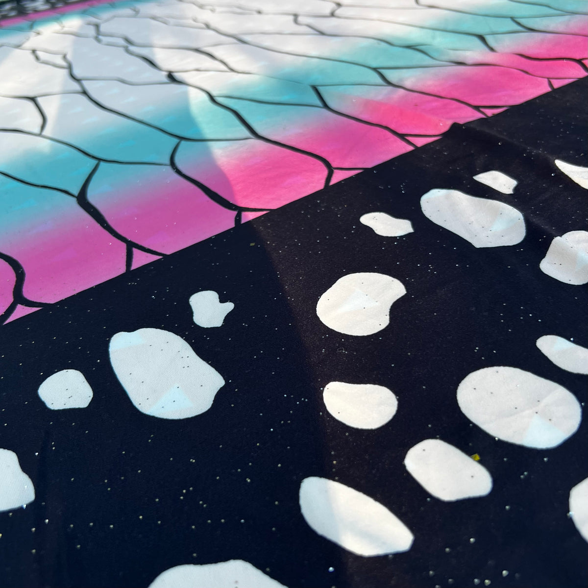 Drip Drop Labs Thunderfly Galactic Pashmina scarf with cosmic pattern, soft fabric, vibrant galaxy-inspired colors.