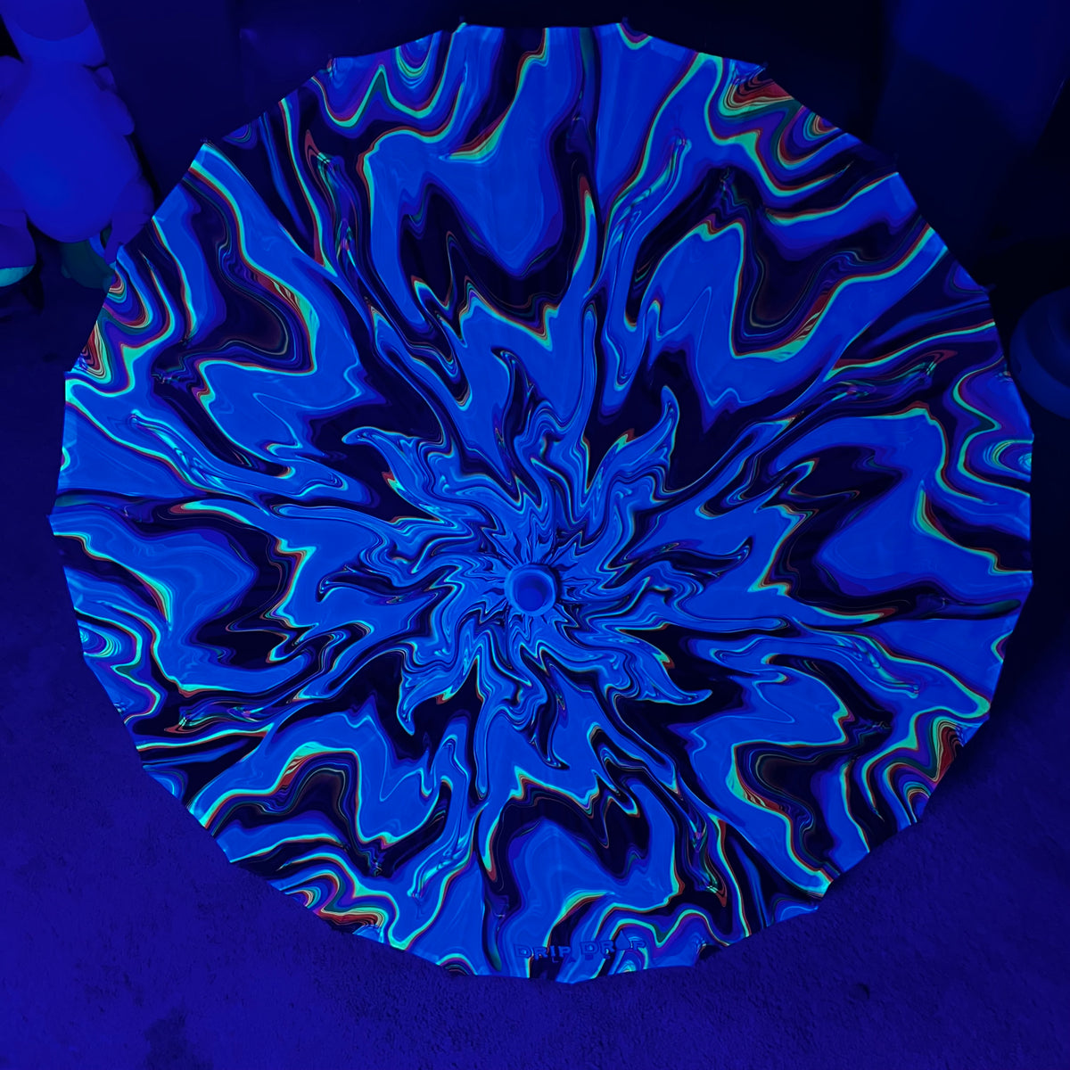 White Chromatic OG Parasol by Drip Drop Labs with a sleek white canopy and stylish parasol design for sun protection.