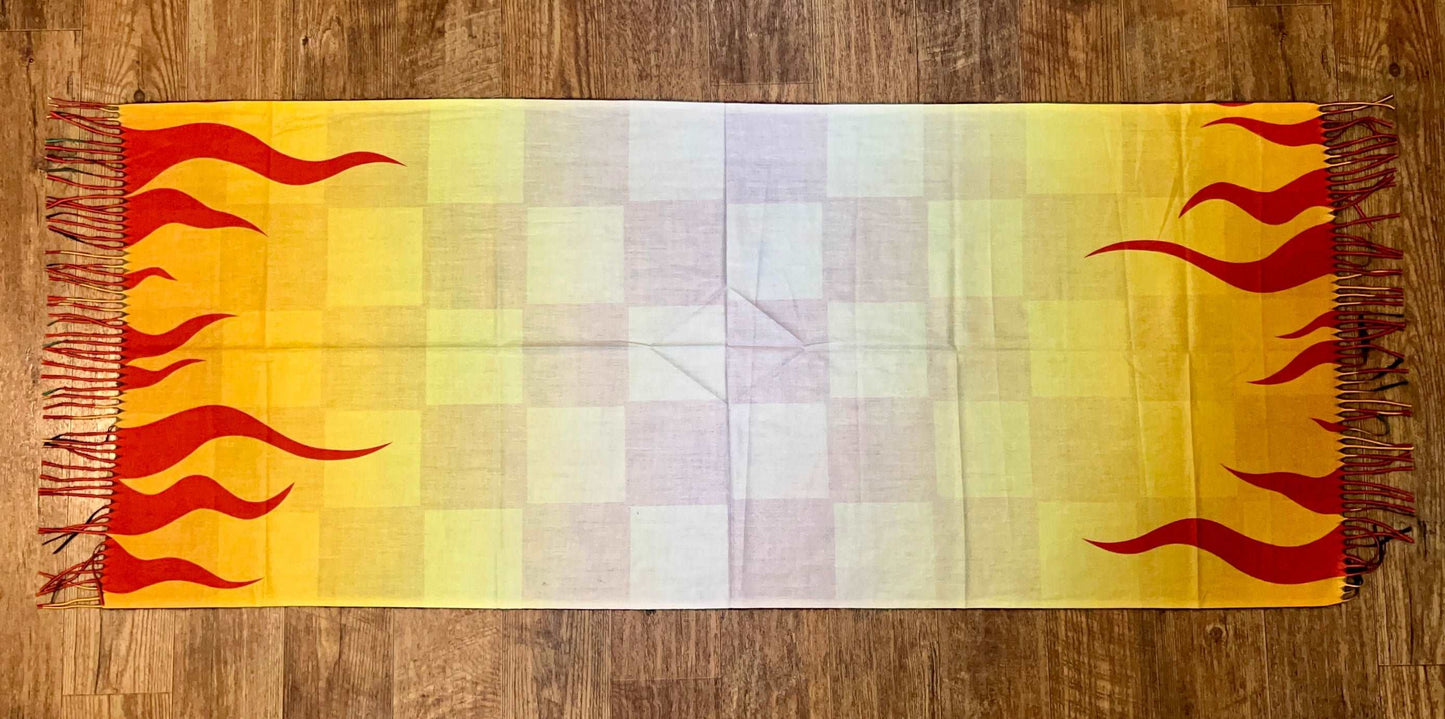 Cream-colored Renjiro Pashmina scarf by Drip Drop Labs, draped to showcase soft fabric and elegant design.