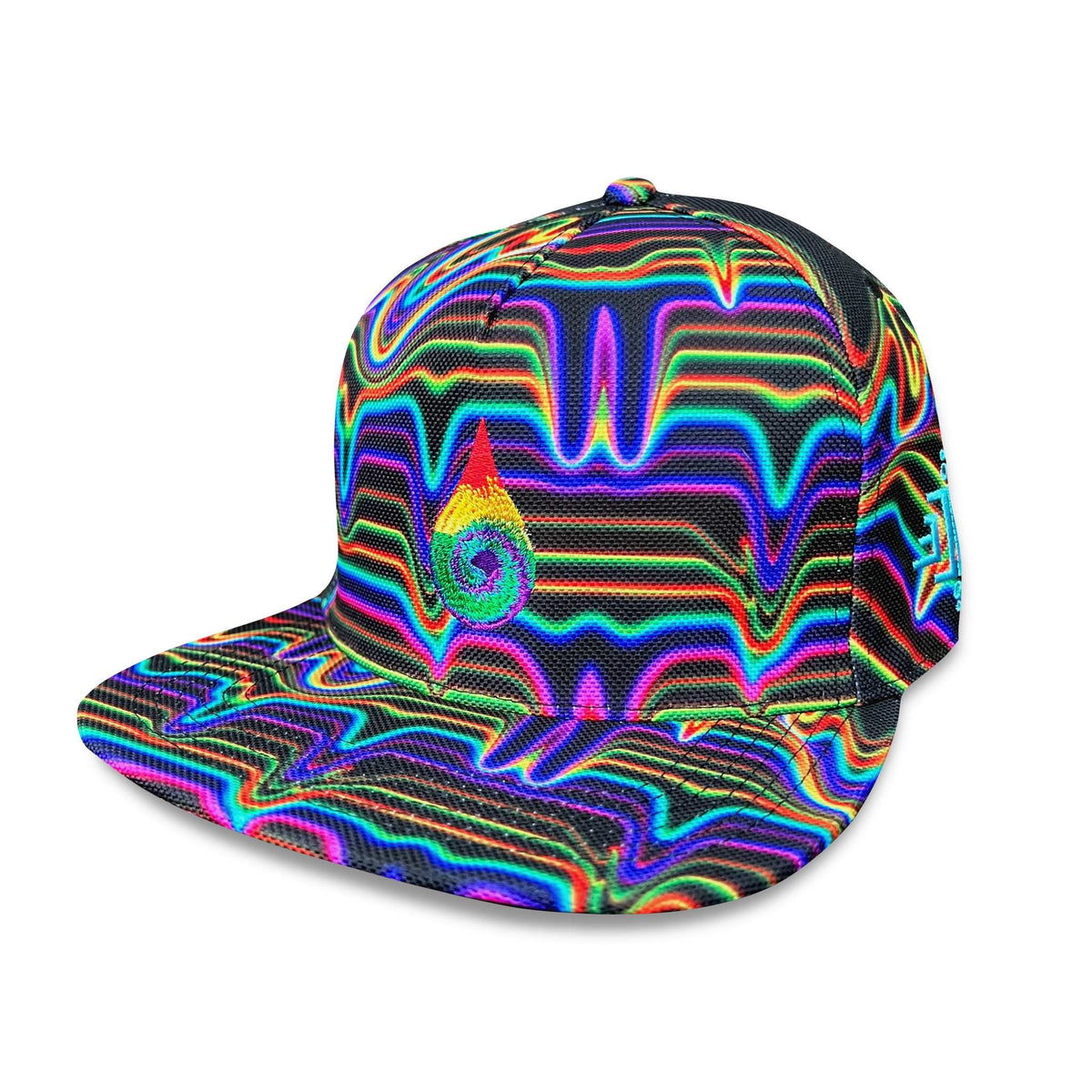 Blue Drip Drop Labs snapback hat with flat brim and adjustable strap, featuring the brand logo on the front.