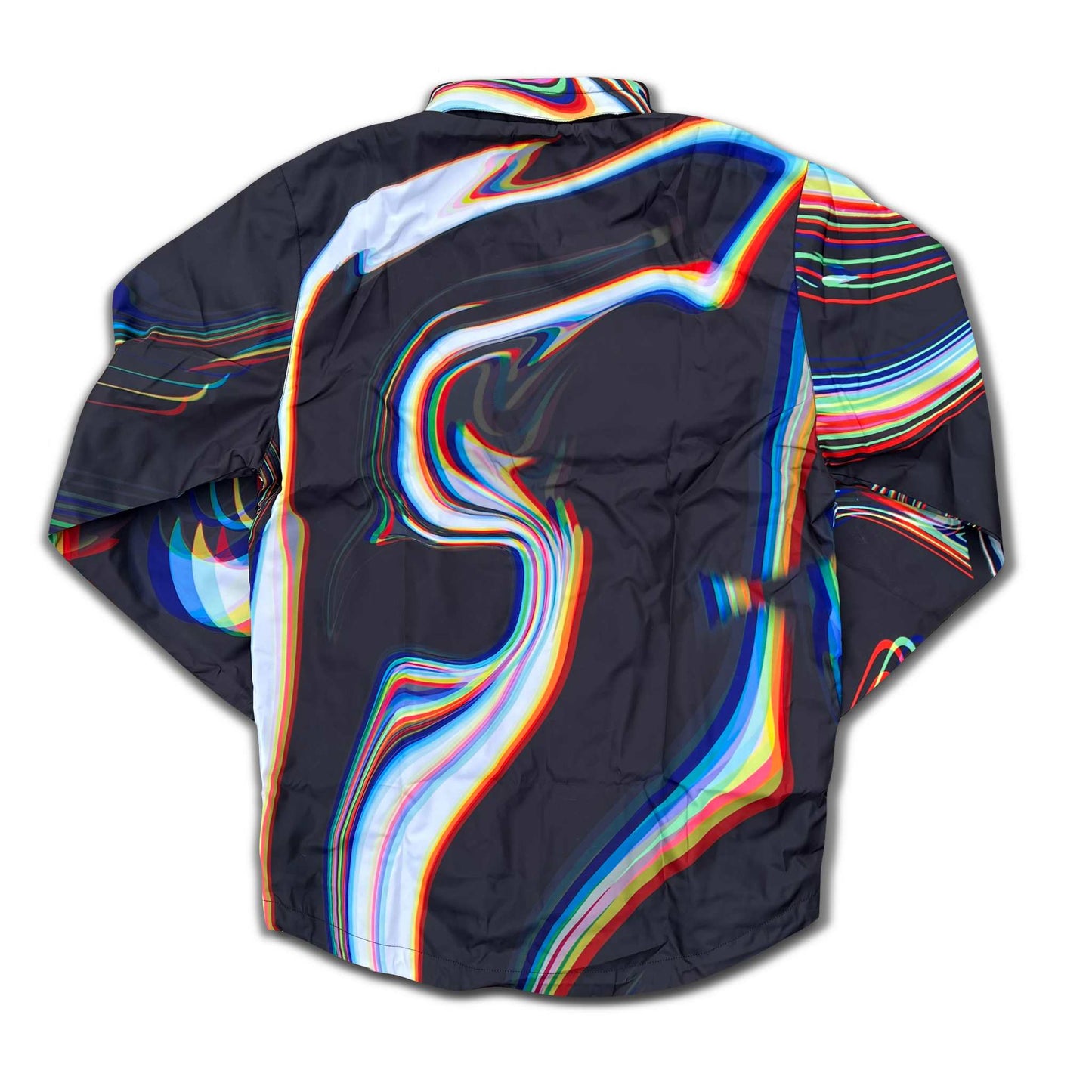 Black windbreaker jacket by Drip Drop Labs from Super Future collection, lightweight with a sleek design and wind-resistant fabric.