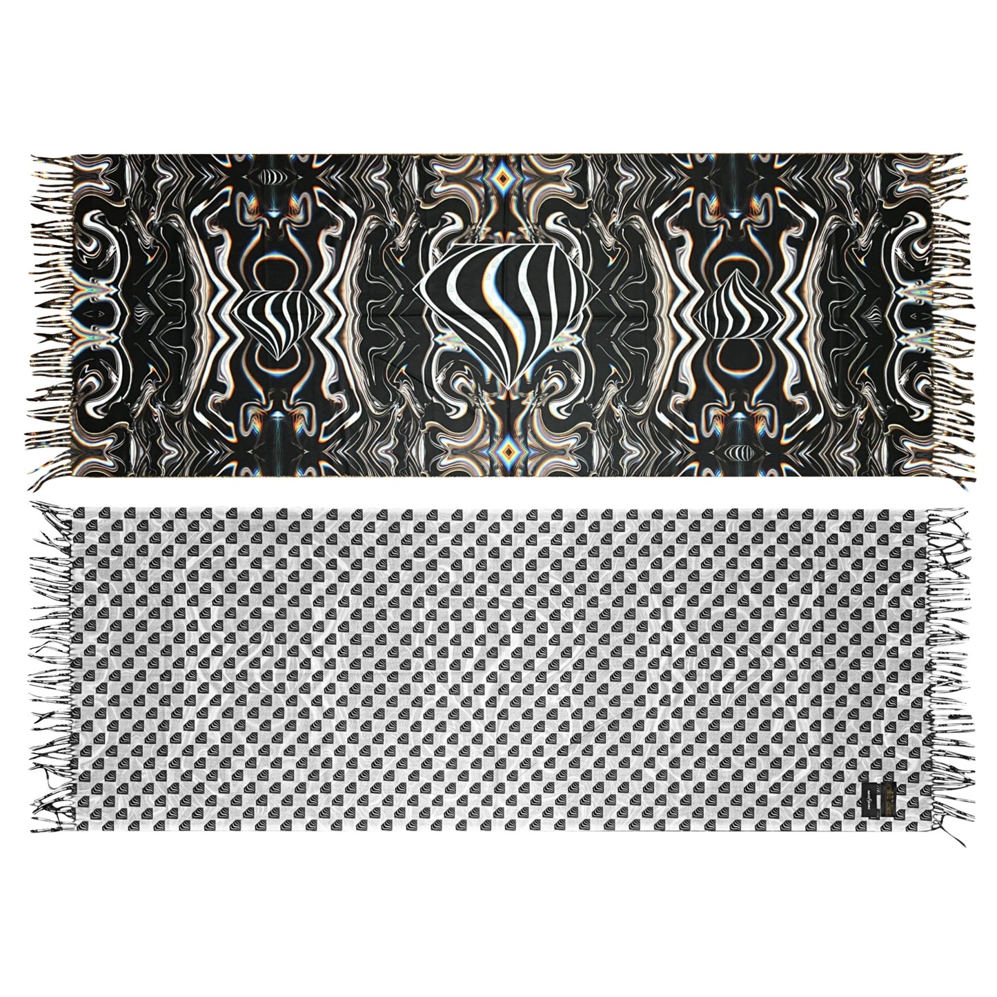 Drip Drop Labs Super Future Pashmina scarf in soft, luxurious fabric with a stylish, vibrant pattern displayed in the image.