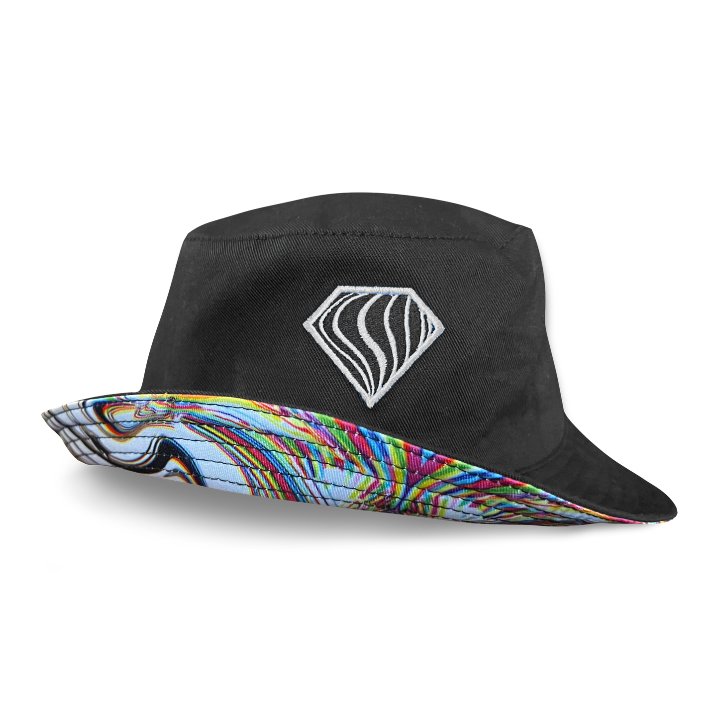 Reversible Super Future V2 bucket hat by Drip Drop Labs featuring bold patterns and casual style.