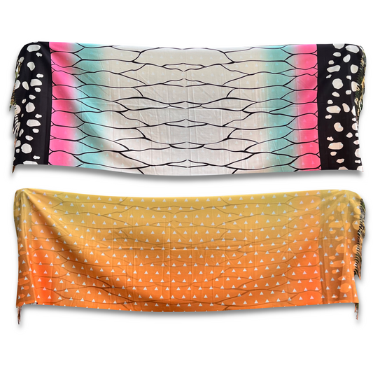 Drip Drop Labs Thunderfly Pashmina scarf featuring vibrant, lightweight fabric with intricate patterns and soft, luxurious texture.