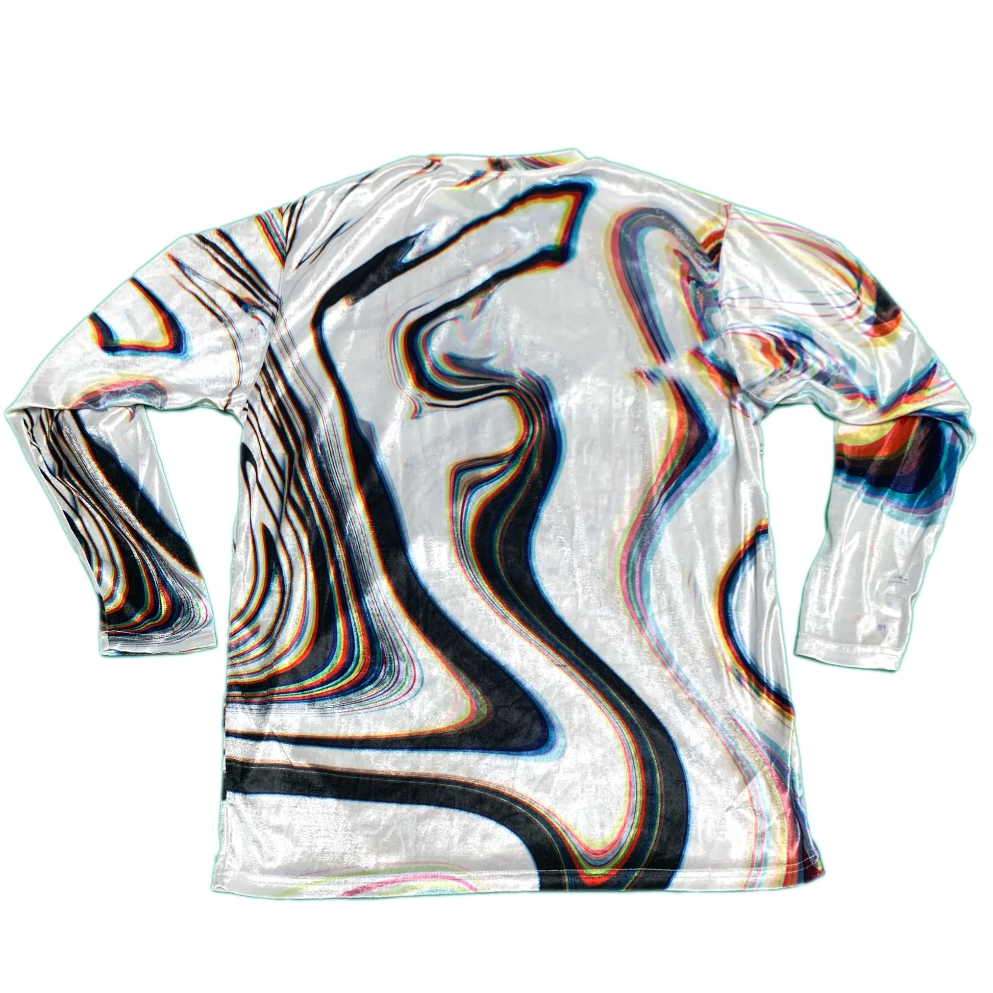 Super Future - White Longsleeve Crushed Velvet Shirt - Drip Drop Labs