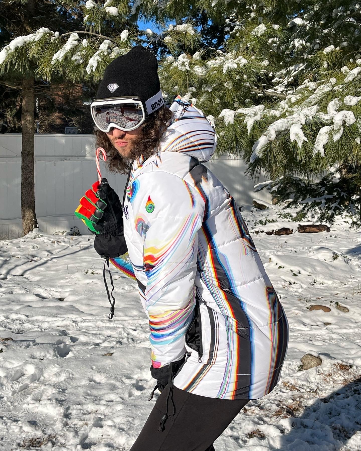 White winter coat by Drip Drop Labs from Super Future collection, featuring a sleek design and warm winter fabric.