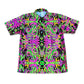 Drip Drop Labs Wild Forest UV Polo shirt in XS, featuring a camouflage pattern and short sleeves.