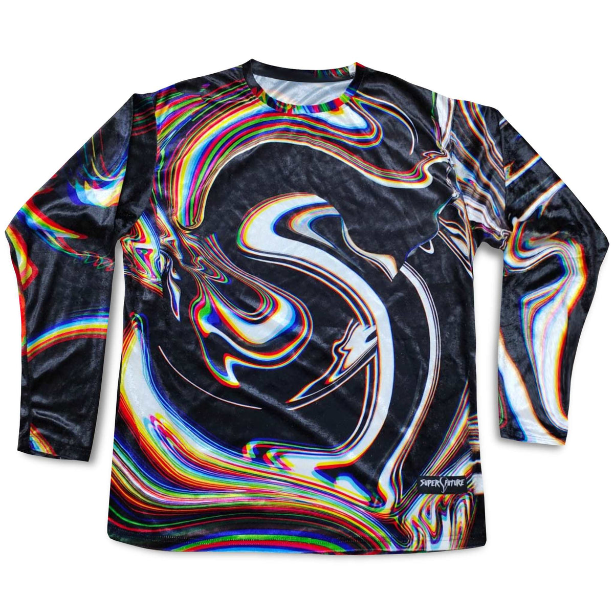 Super Future - Black Longsleeve Crushed Velvet Shirt