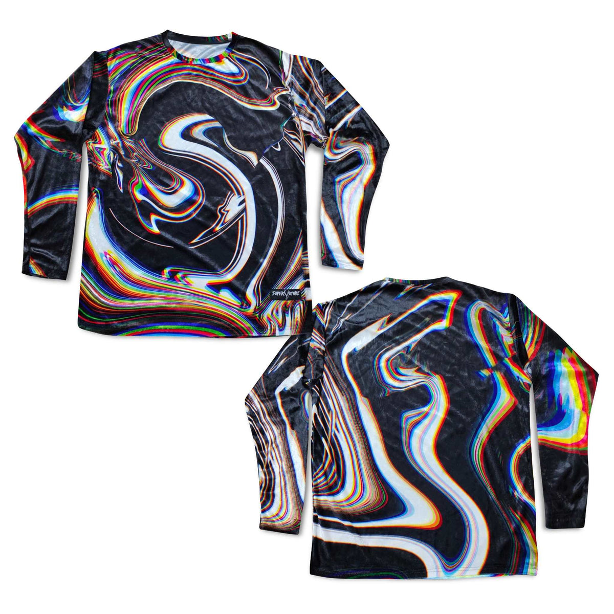 Super Future - Black Longsleeve Crushed Velvet Shirt