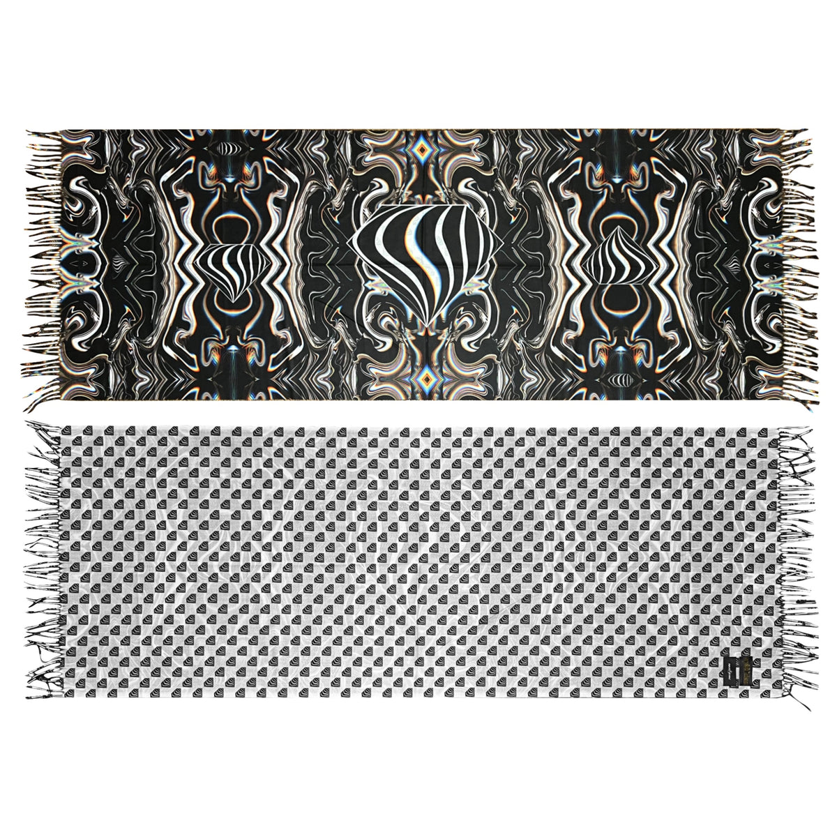 Drip Drop Labs Super Future Pashmina scarf in soft, luxurious fabric with a stylish, vibrant pattern displayed in the image.