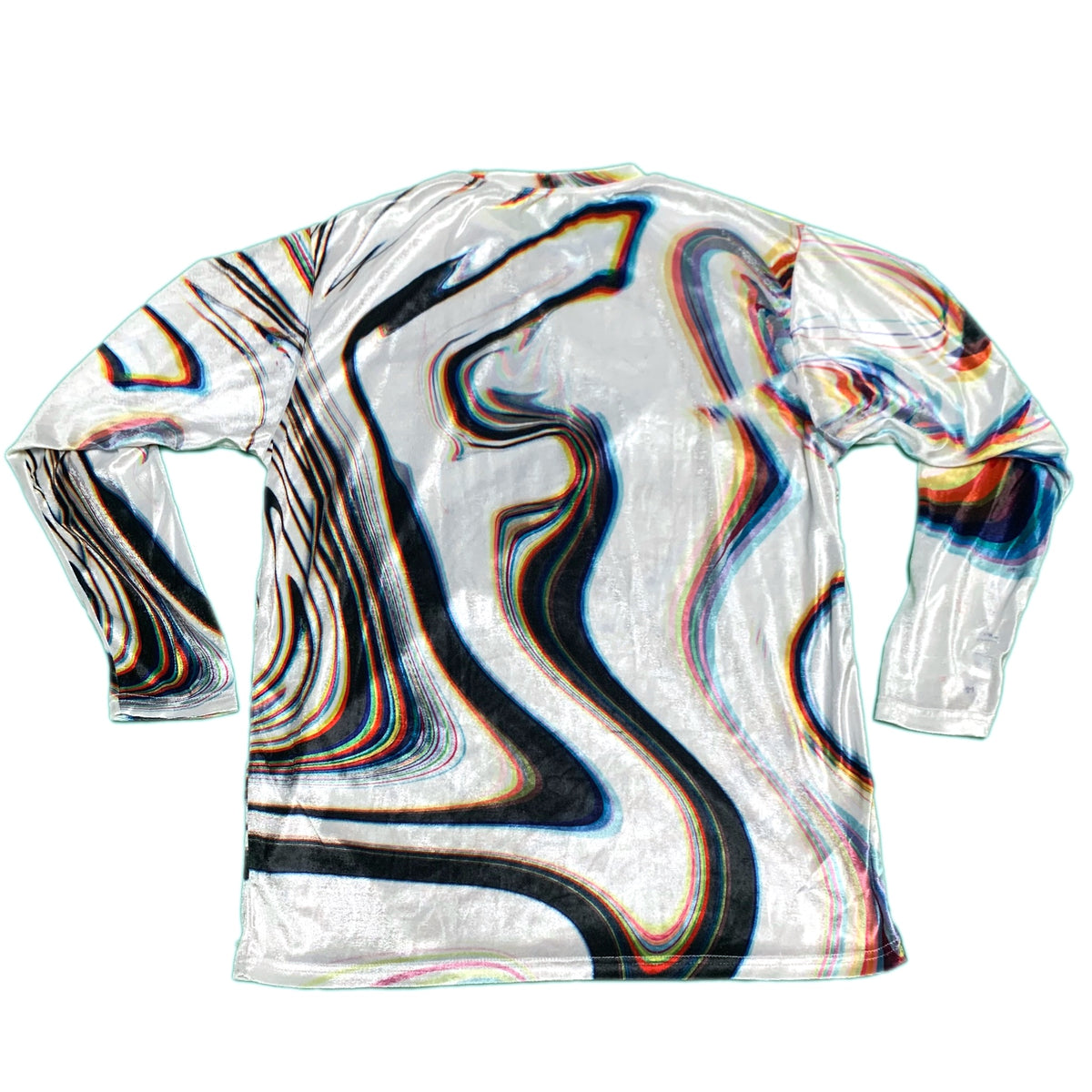 Super Future - White Longsleeve Crushed Velvet Shirt - Drip Drop Labs