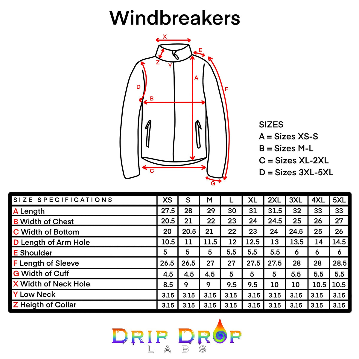 White windbreaker jacket from Drip Drop Labs Super Future collection, lightweight and stylish with a hood and zip closure.