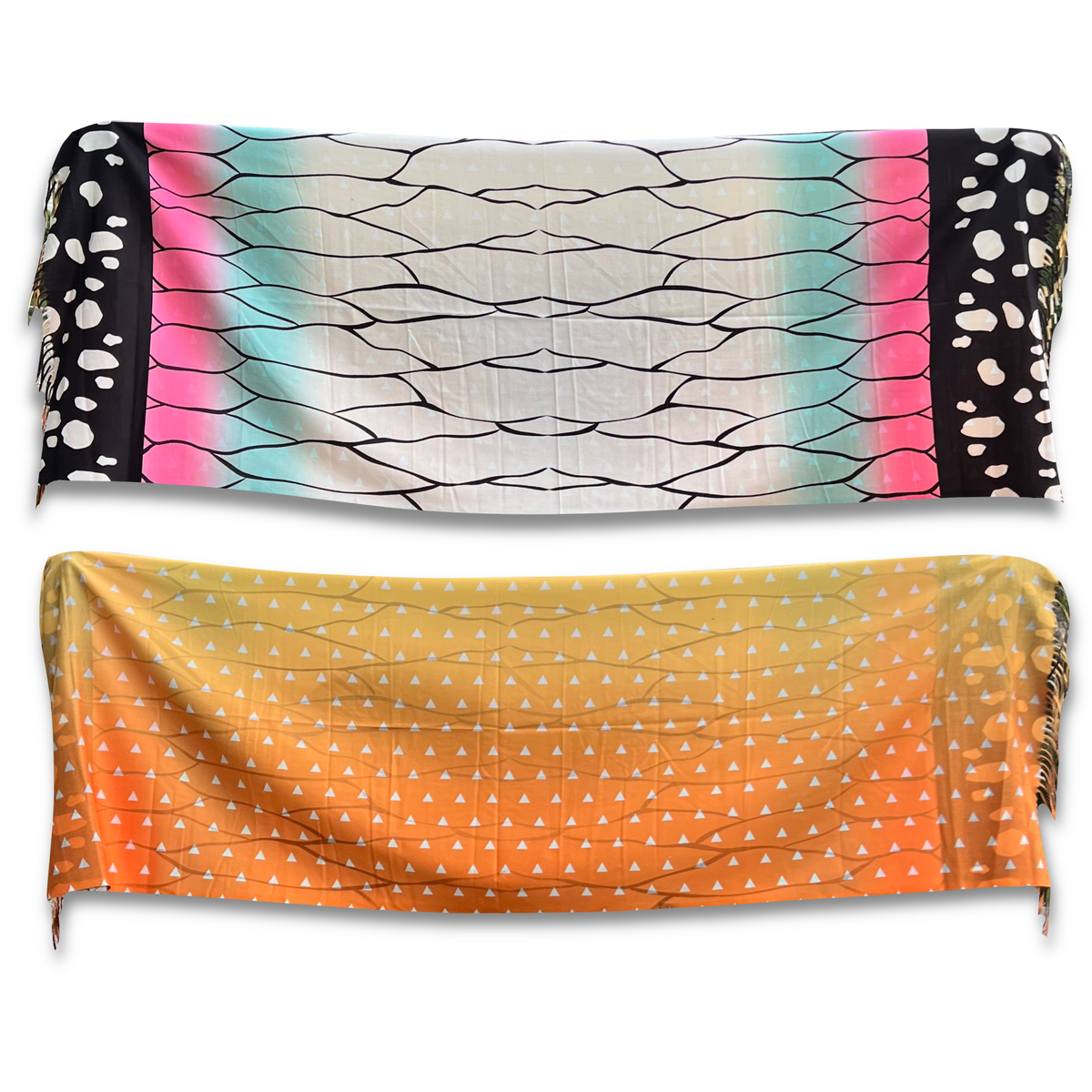 Drip Drop Labs Thunderfly Pashmina scarf featuring vibrant, lightweight fabric with intricate patterns and soft, luxurious texture.