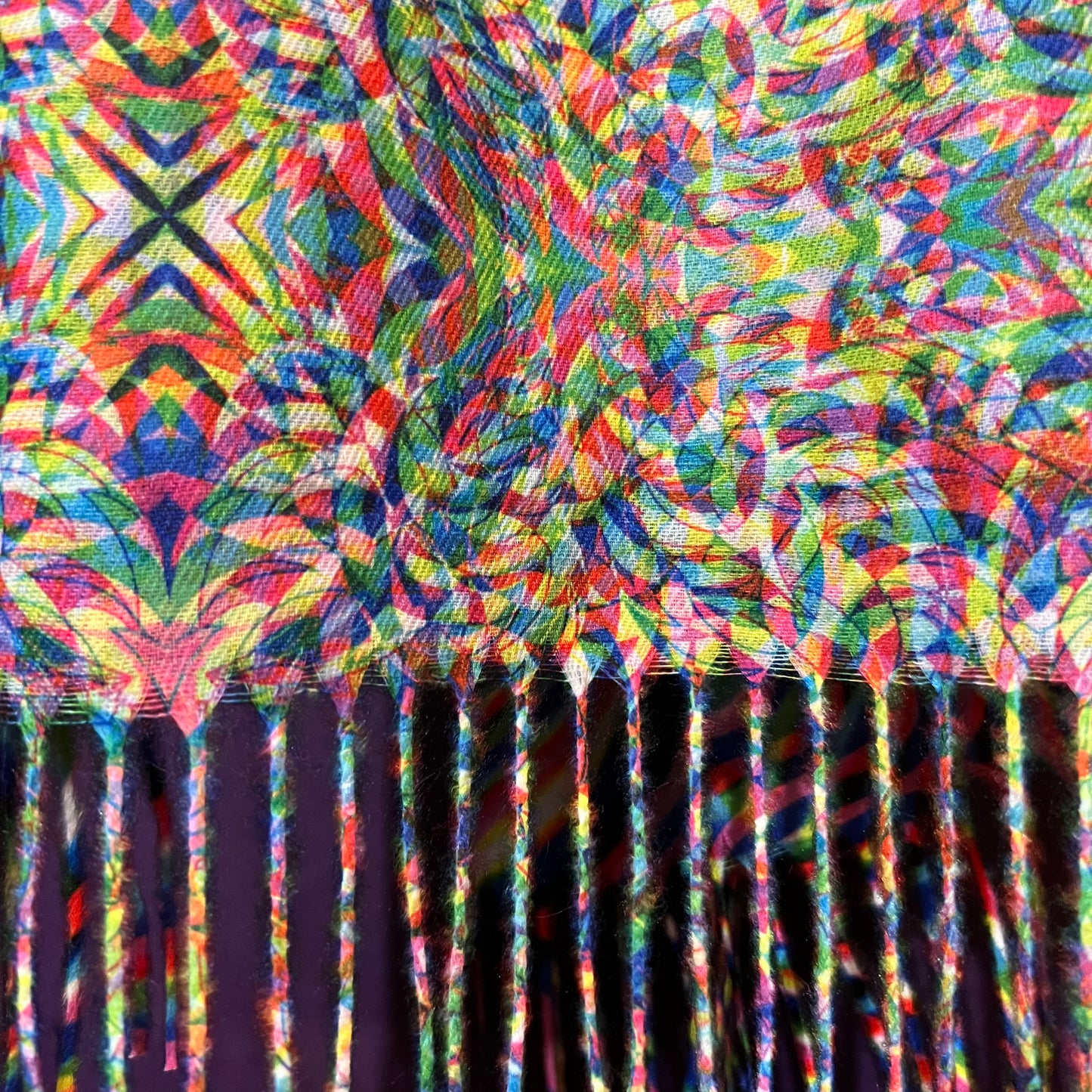 Soft Vibrationz Pashmina scarf by Drip Drop Labs, featuring elegant fabric and subtle texture, displayed in a close-up shot.