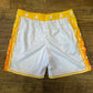 Drip Drop Labs Zen Forest Orange basketball shorts with vibrant forest-inspired print, lightweight athletic design, and comfortable fit.